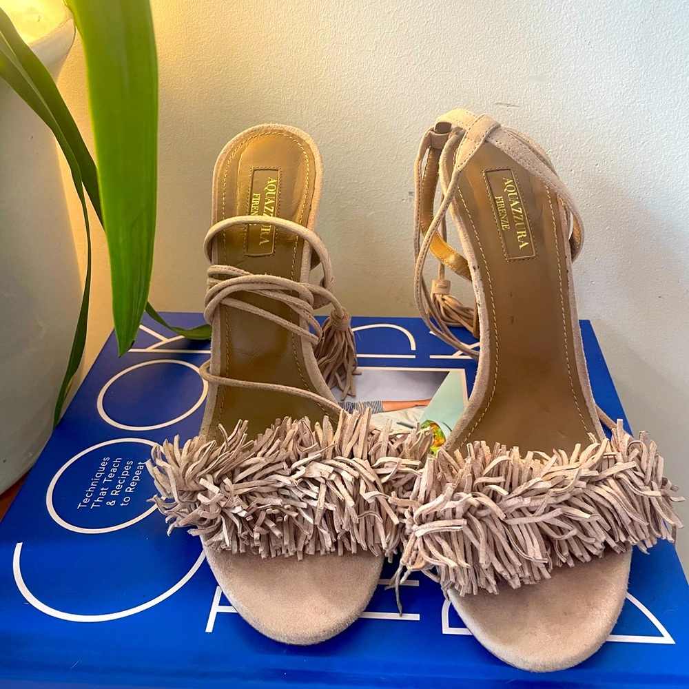Aquazzura Balletpink Fringe heels